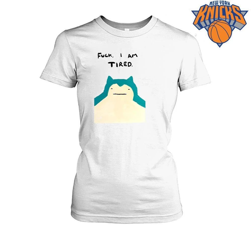 Fuck I Am Tired Snorlax Bootleg Painting Funny Meme Relatable Quirky Shirt