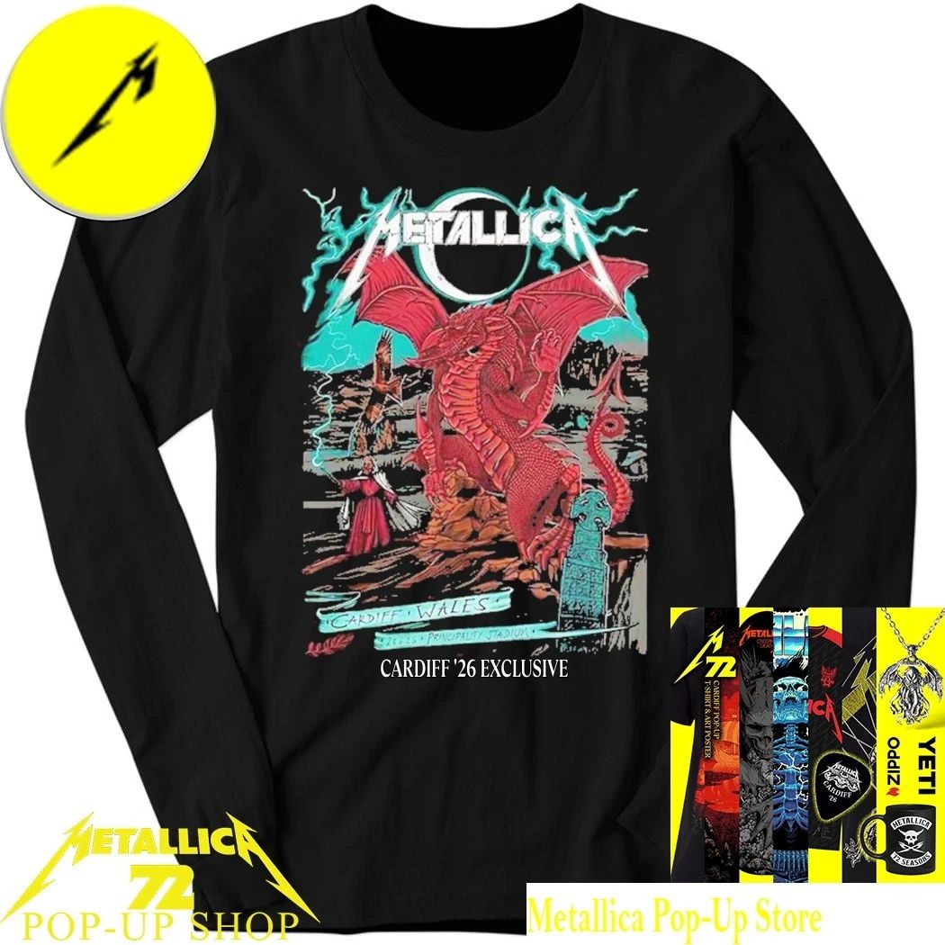 Metallica Cardiff 2026 Exclusive Shirt – M72 Welsh Dragon Duchess Of Dark Poster Principality Stadium Concert T-Shirt