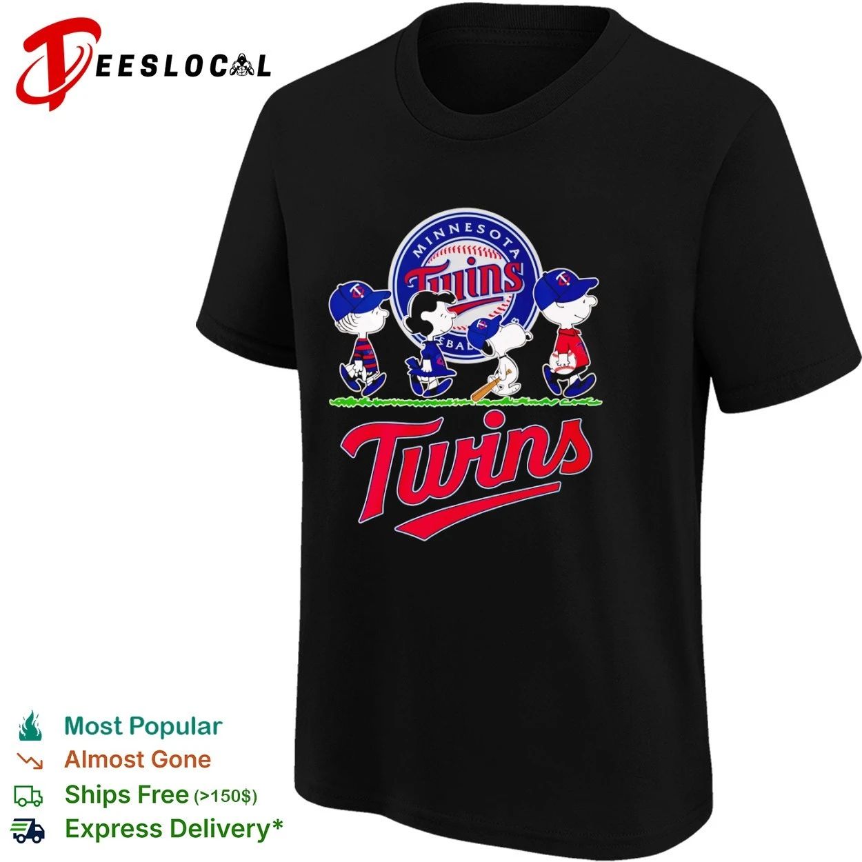 Peanuts Characters Minnesota Twins Baseball T-shirt