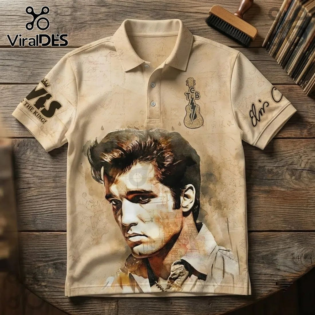 Elvis Presley If I Can Dream Tan Polo Shirt