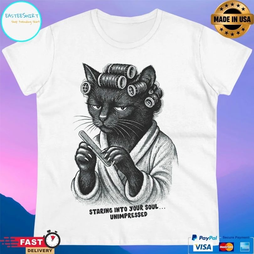Staring Into Your Soul Unimpressed Cat T-shirt