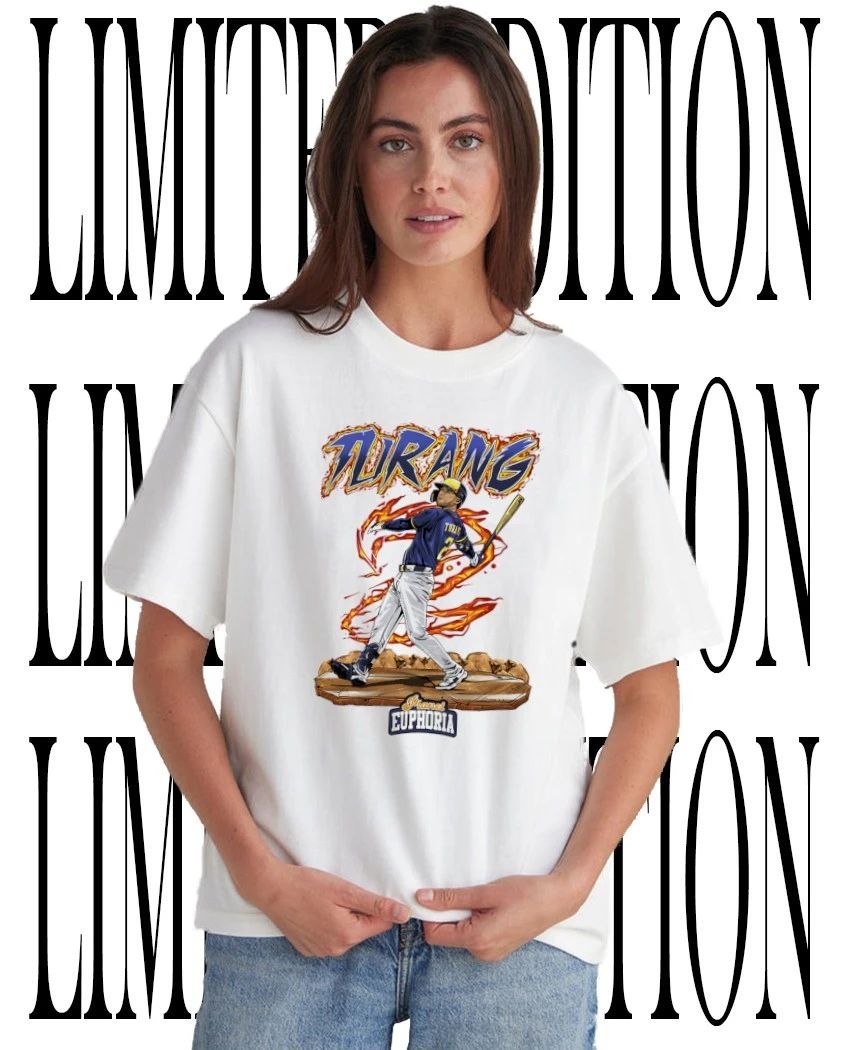 MLB Brice Turang 7 Milwaukee Brewers Baseball flame swing graphic tee