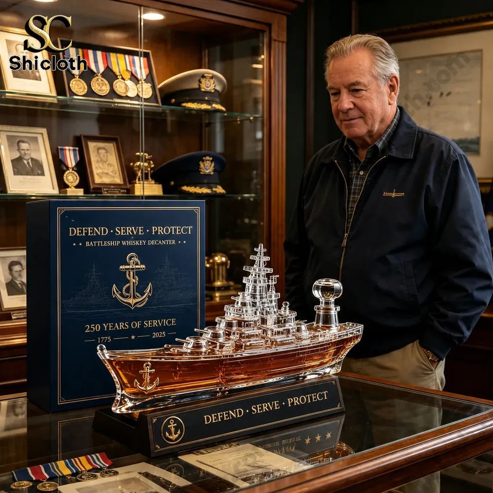 Us Navy 1775?2025 Commemorative Battleship Whiskey Decanter