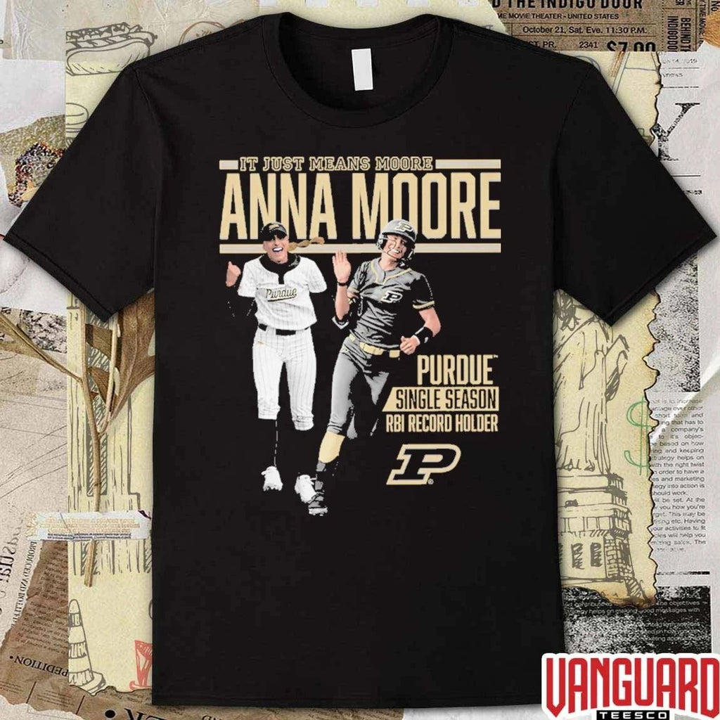 Anna Moore It Just Means Moore Purdue Boilermakers Single Season RBI Record Holder t-shirt