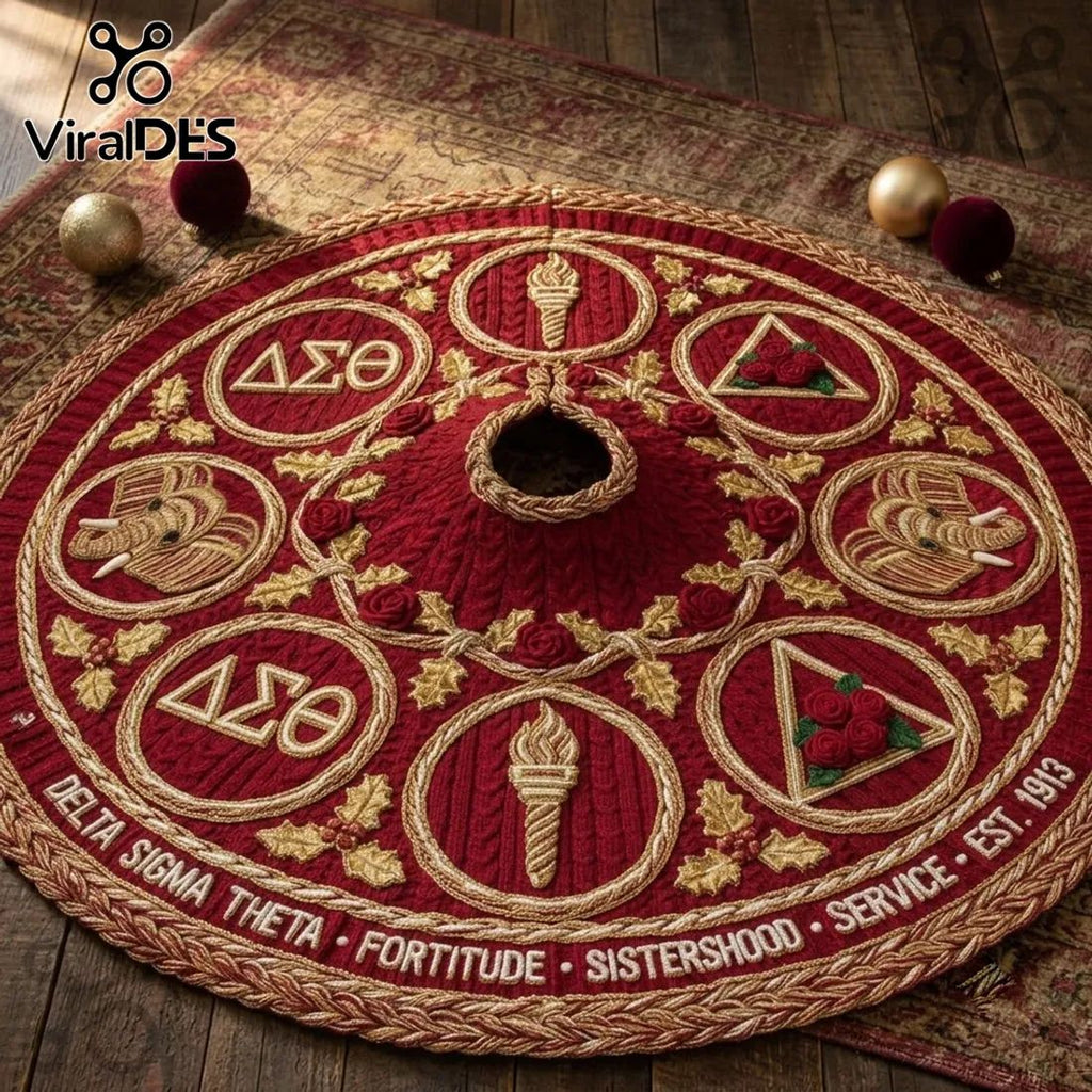 Delta Sigma Theta Velvet Christmas Tree Skirt