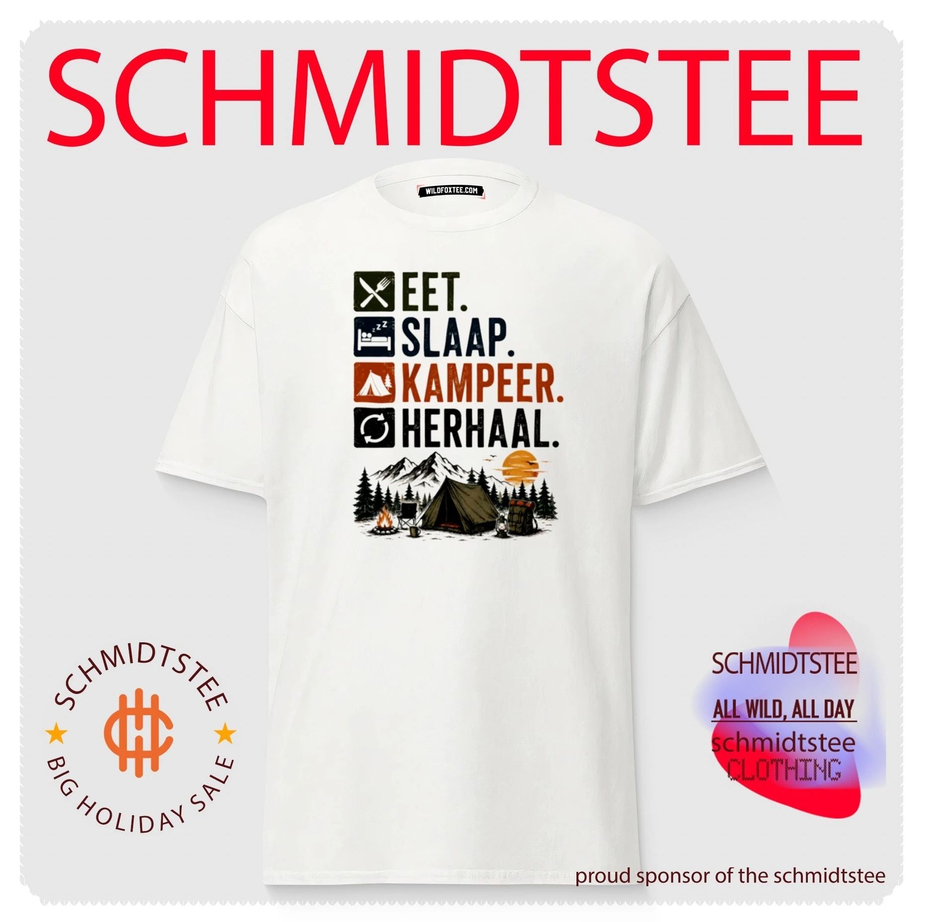 Eet Slaap Kampeer Herhaal Camping kamperen shirt