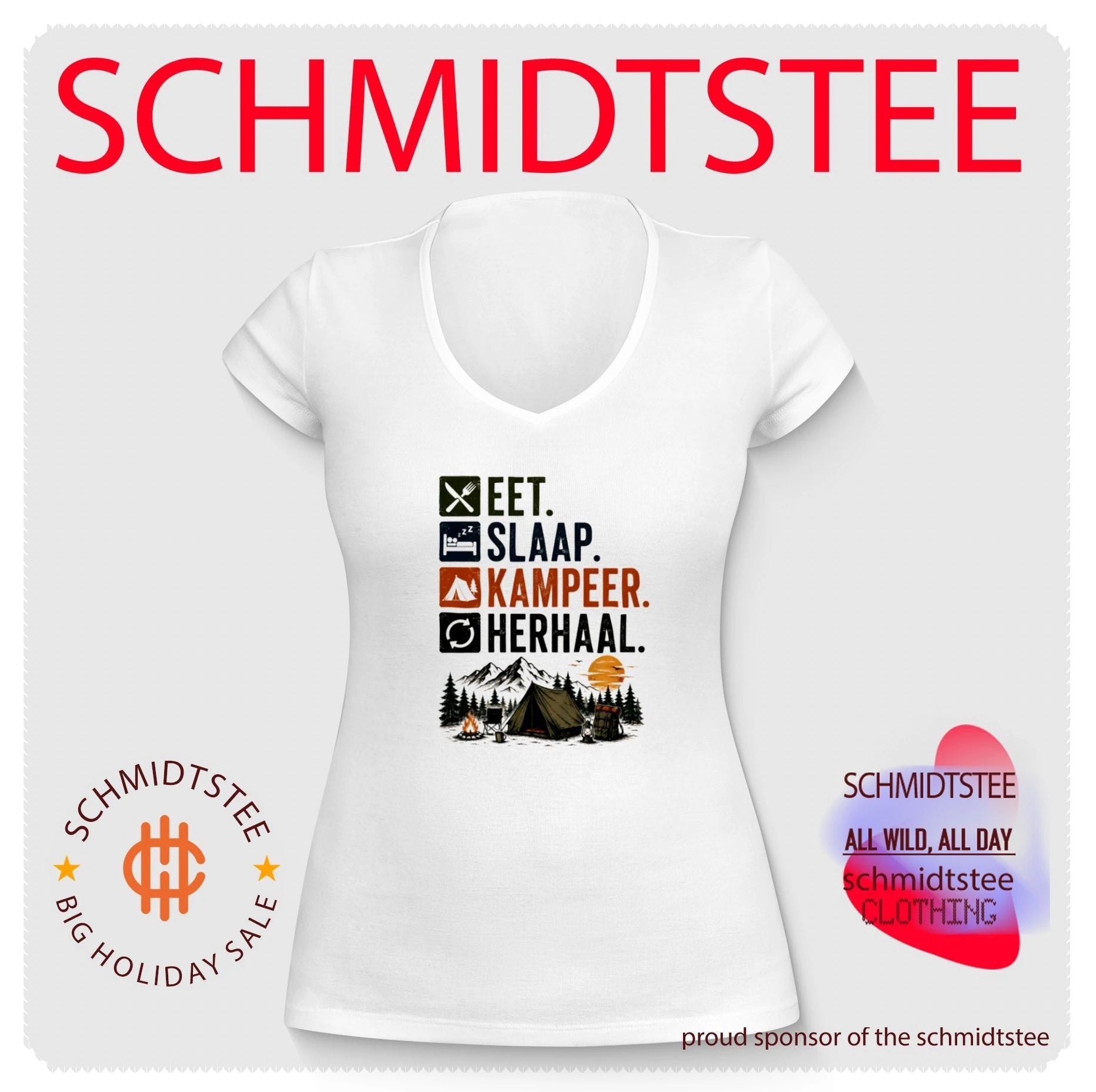 Eet Slaap Kampeer Herhaal Camping kamperen shirt