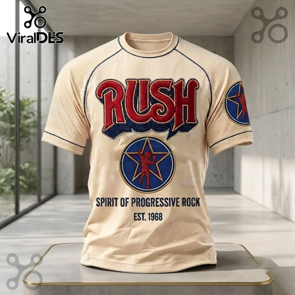 Rush Progressive Rock Band Beige T-Shirt
