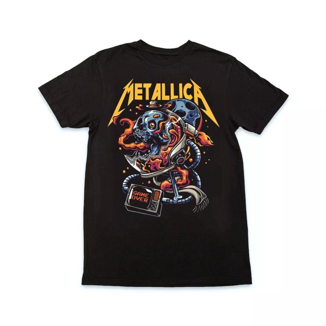 Metallica Game Over Skull T-Shirt – Oversized Y2k Heavy Metal Band Graphic Tee