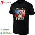 Feral but Free Raccoon 4th of July Patriotic T-shirt
