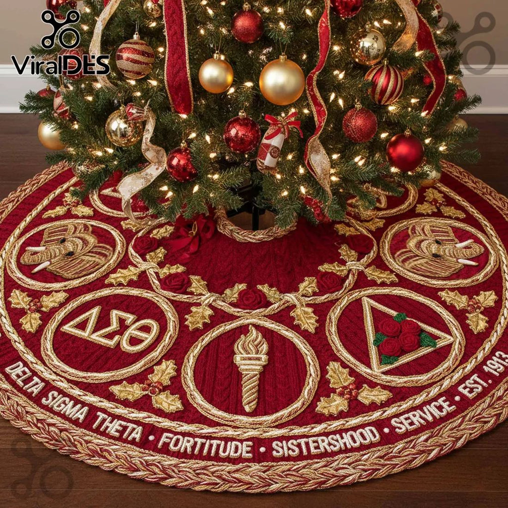 Delta Sigma Theta Velvet Christmas Tree Skirt