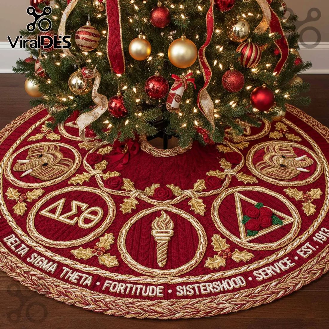 Delta Sigma Theta Velvet Christmas Tree Skirt