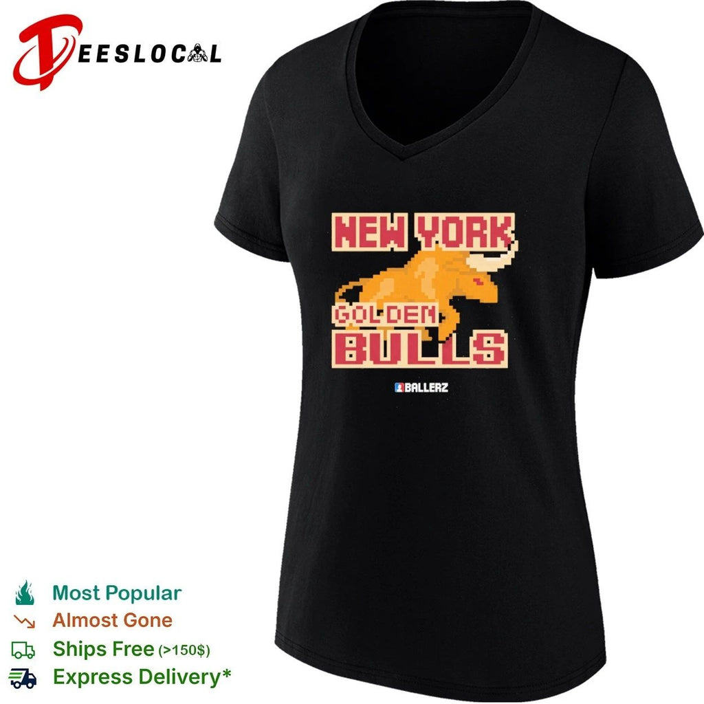 New York Golden Bulls pixel art sports team T-shirt