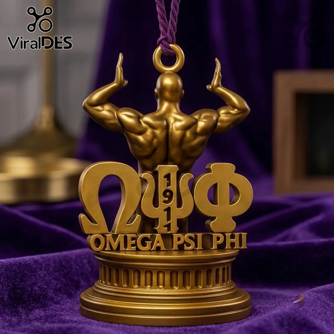 Omega Psi Phi Gold Christmas Ornament 2026