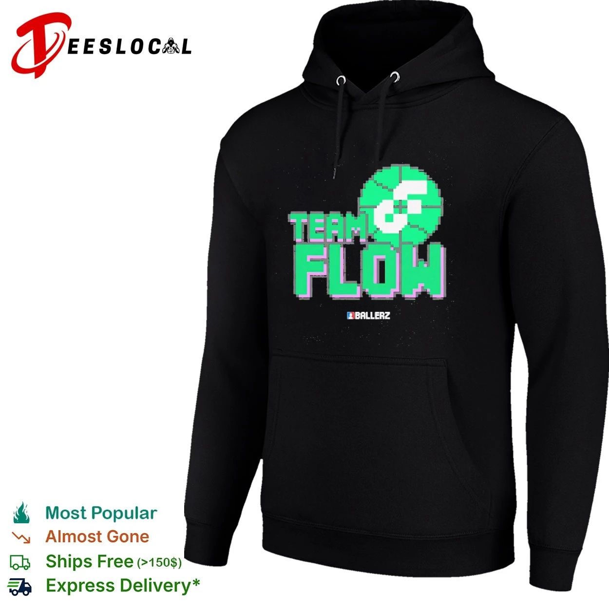 Team Flow Ballerz basketball pixel art T-shirt