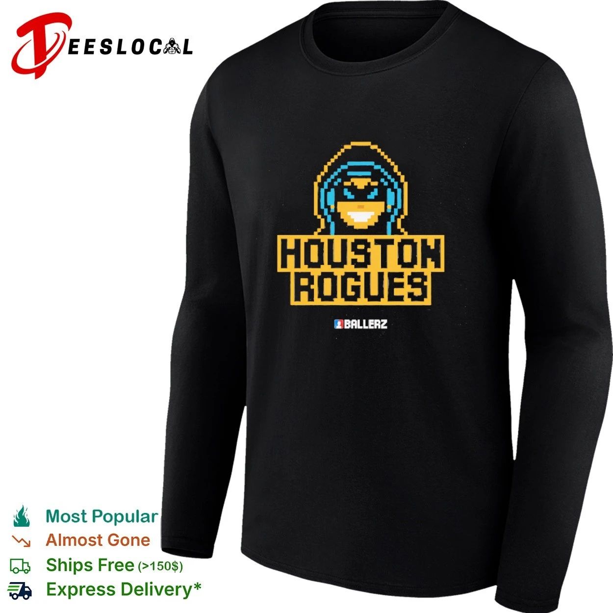 Houston Rogues Ballerz Pixel Art Gaming T-shirt