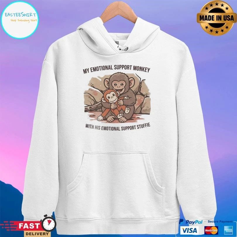 Punch Macaque Monkey My Emotional Support Monkey With His Emotional Support Stuffie 2026 T-shirts