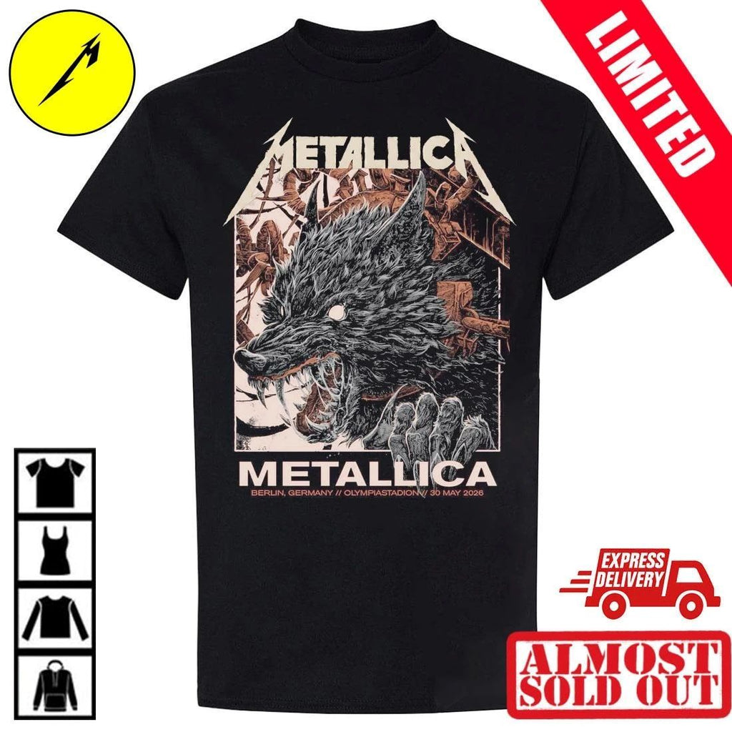Metallica M72 Berlin Shirt 2026 – Collin Estrada Artwork – Olympiastadion 30. Mai Pop-Up Shop