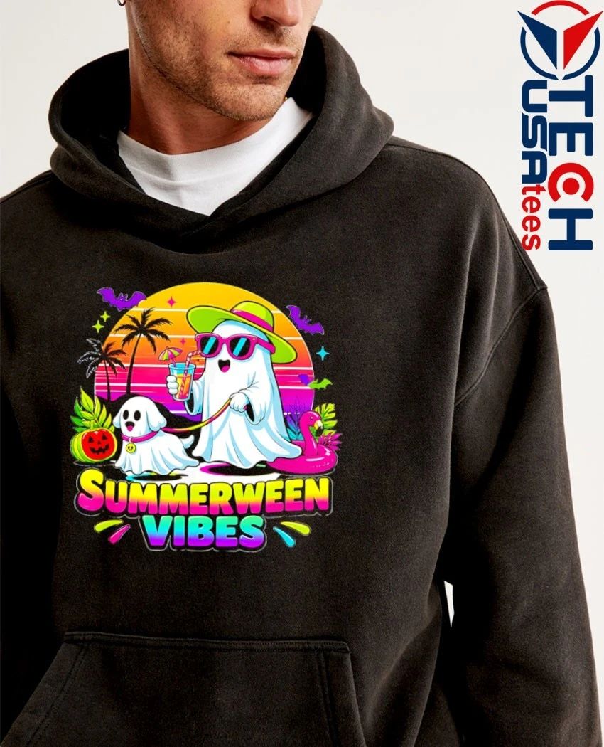 Summerween Vibes ghost walking dog shirt