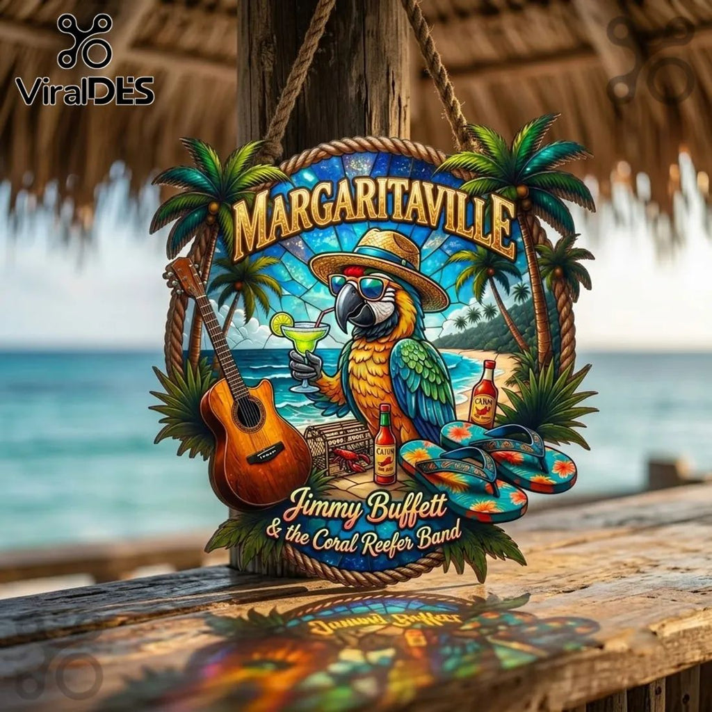 Jimmy Buffett Margaritaville Stained Glass Suncatcher