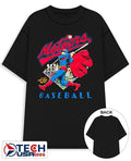 Superman Meteors Baseball up up and away back shirt