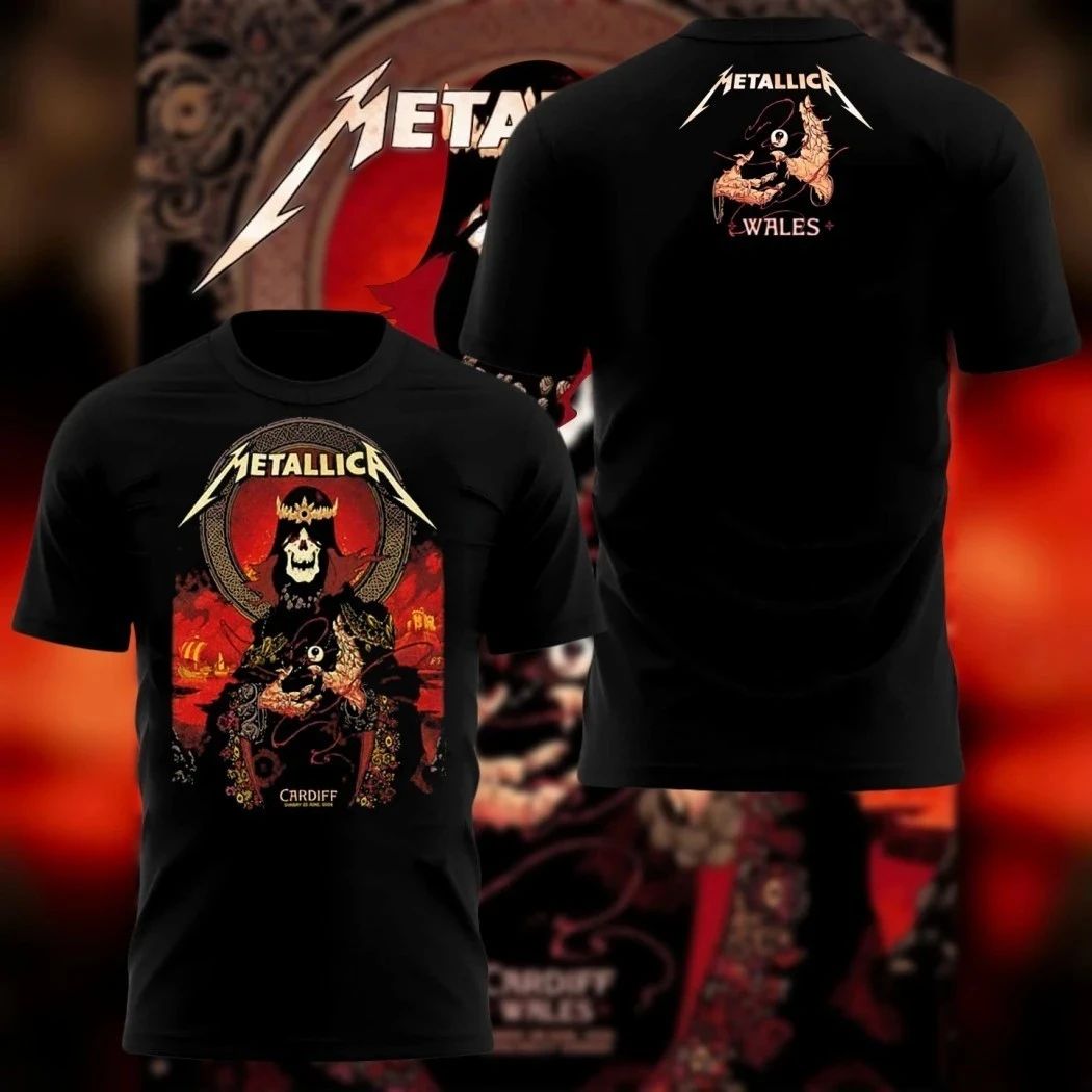 Metallica M72 Cardiff Wales 2026 Pop Up Shop Merch Tee At Principality Stadium On 28 June 2026 Two Sided T-Shirt