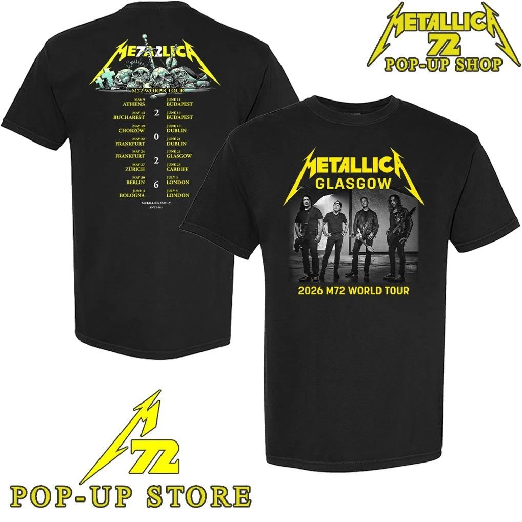 Metallica M72 Glasgow 2026 Band Members World Tour Date T-Shirt