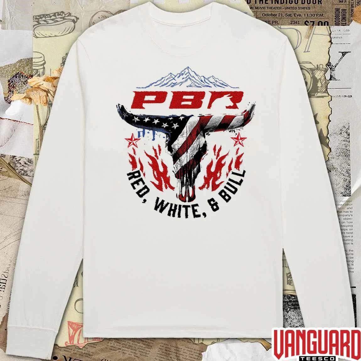2026 PBR Professional Bull Riders Red, White and Bull Patriotic Bull Skull t-shirt