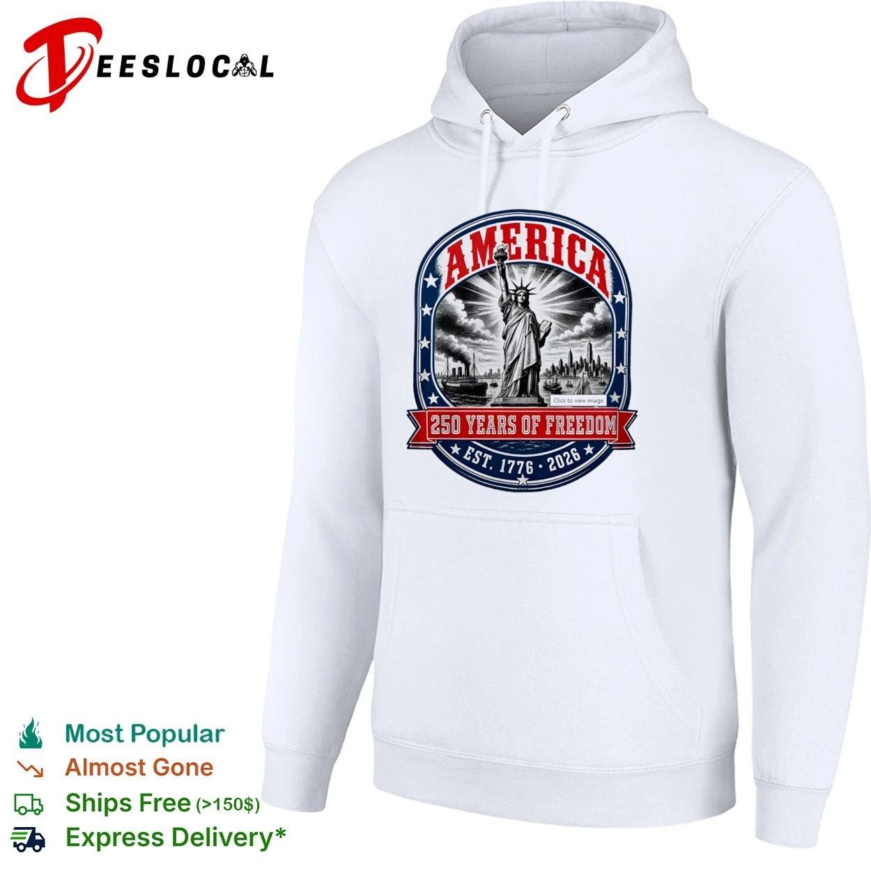 America 250 Years of Freedom Est 1776 2026 Statue of Liberty T-shirt