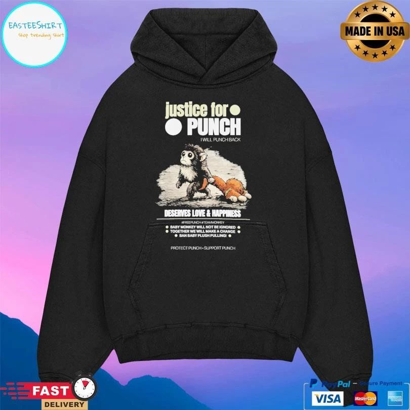 Justice For Punch I Will Punch Back Deserves Love And Happiness Baby Monkey Punch 2026 T-shirts