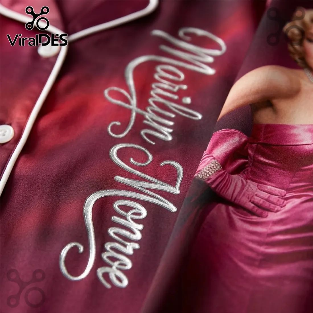 Marilyn Monroe 100th Anniversary Burgundy Satin Pajama Set