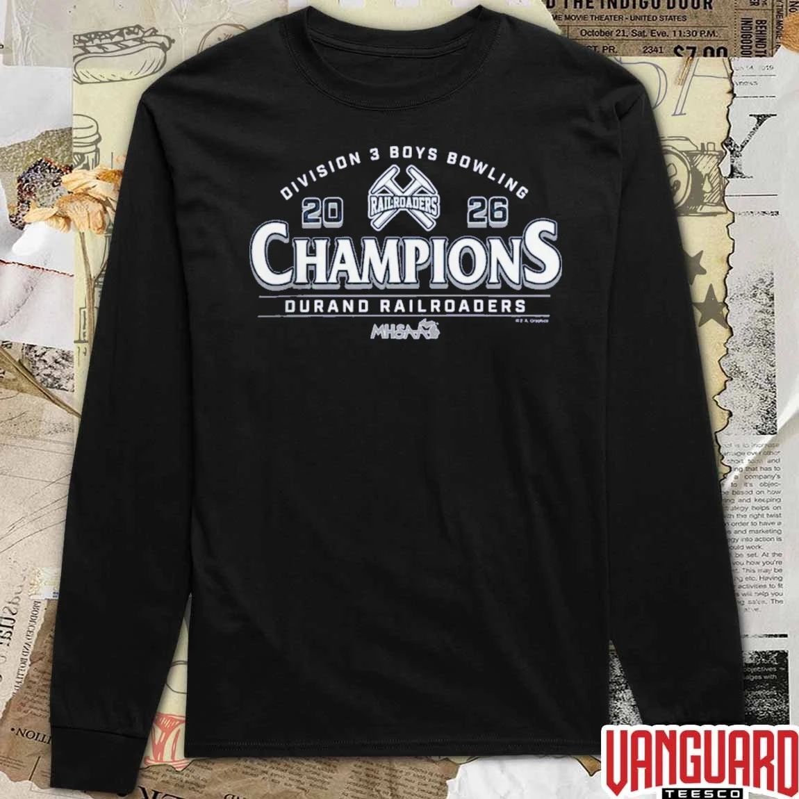 2026 MHSAA Boys Bowling D3 Champions Durand Railroaders t-shirt