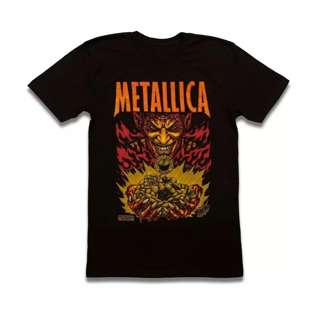 Metallica Devil’s Dance Poster Art T-Shirt – ReLoad Heavy Metal Band Graphic Tee – Black Cotton Rock Merch