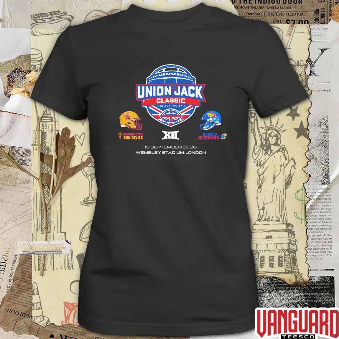 Union Jack Classic BIG 12 Arizona State Sun Devils vs. Kansas Jayhawks September 19, 2026 Wembley Stadium in London, UK t-shirt
