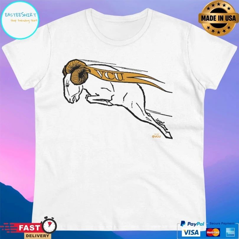 VCU Retro Jumping Ram Logo Ringer T-shirts
