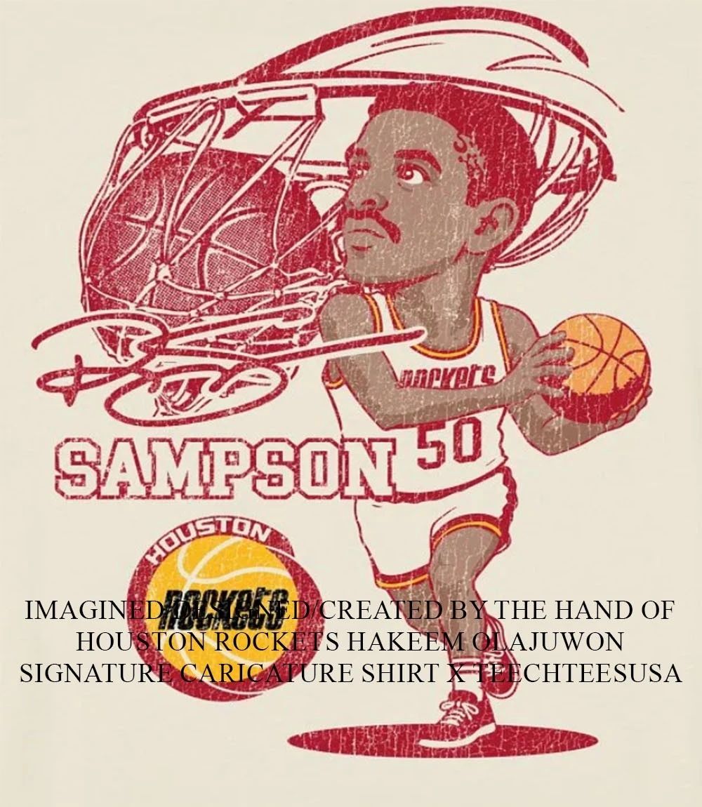 Houston Rockets Ralph Sampson signature caricature shirt