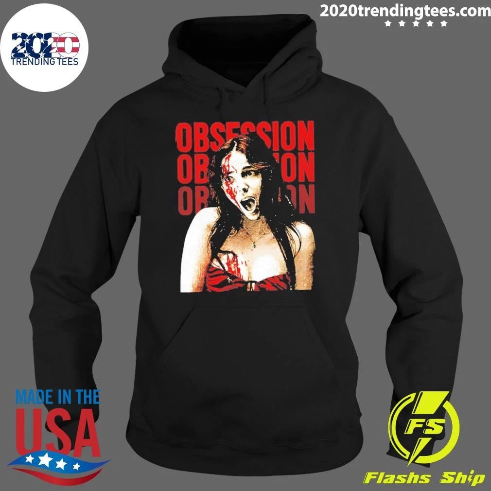 Screaming Woman Bloody Tiger Print Top Obsession Repeated Text Design Shirt