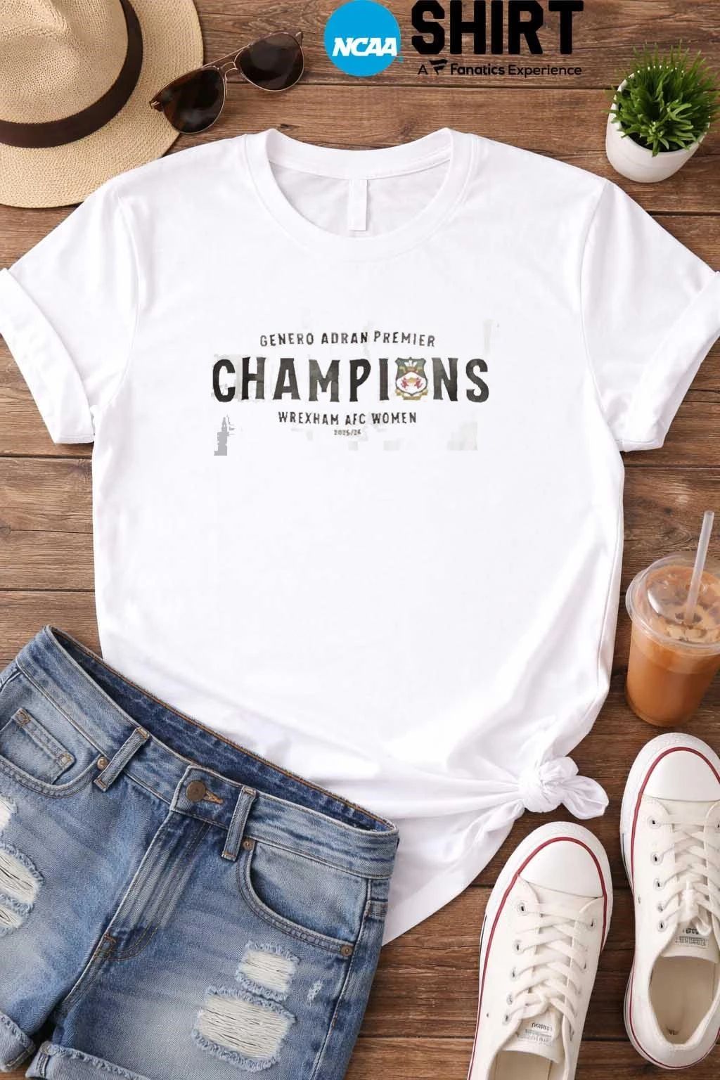Wrexham AFC Women 2026 Genero Adran Premier Champions Locker Room T-Shirt