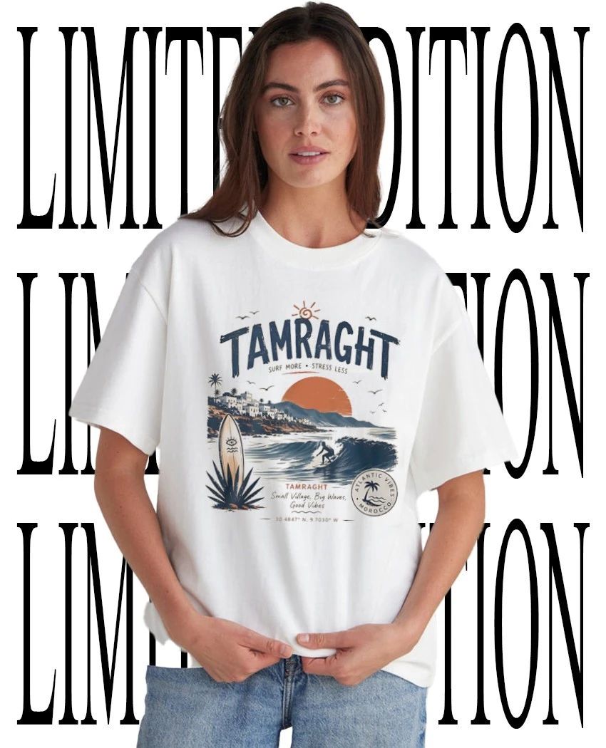 Tamraght surf more stress less shirt