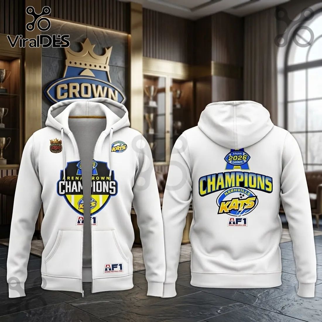 Nashville Kats 2026 Arena Crown Champions White Shirt