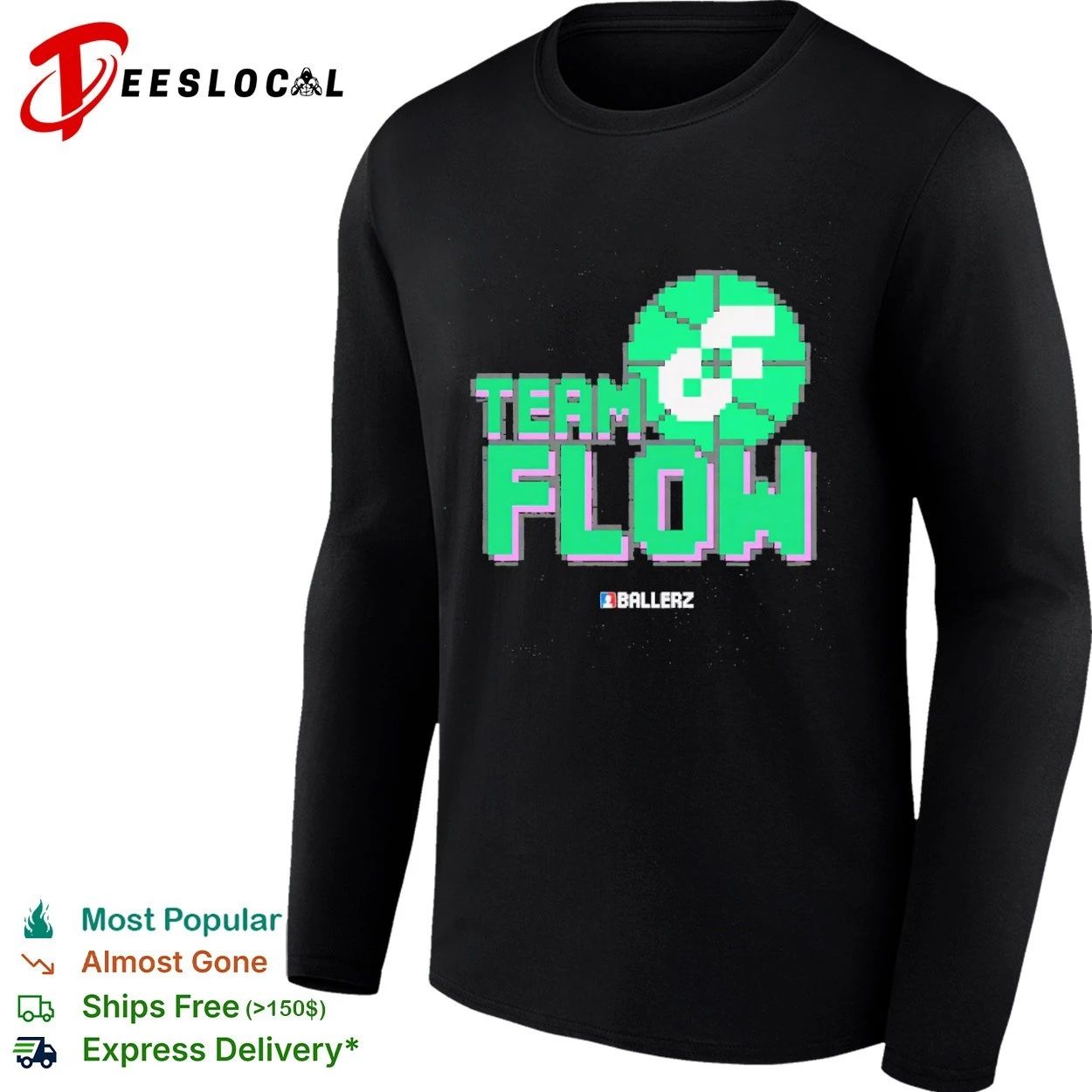 Team Flow Ballerz basketball pixel art T-shirt