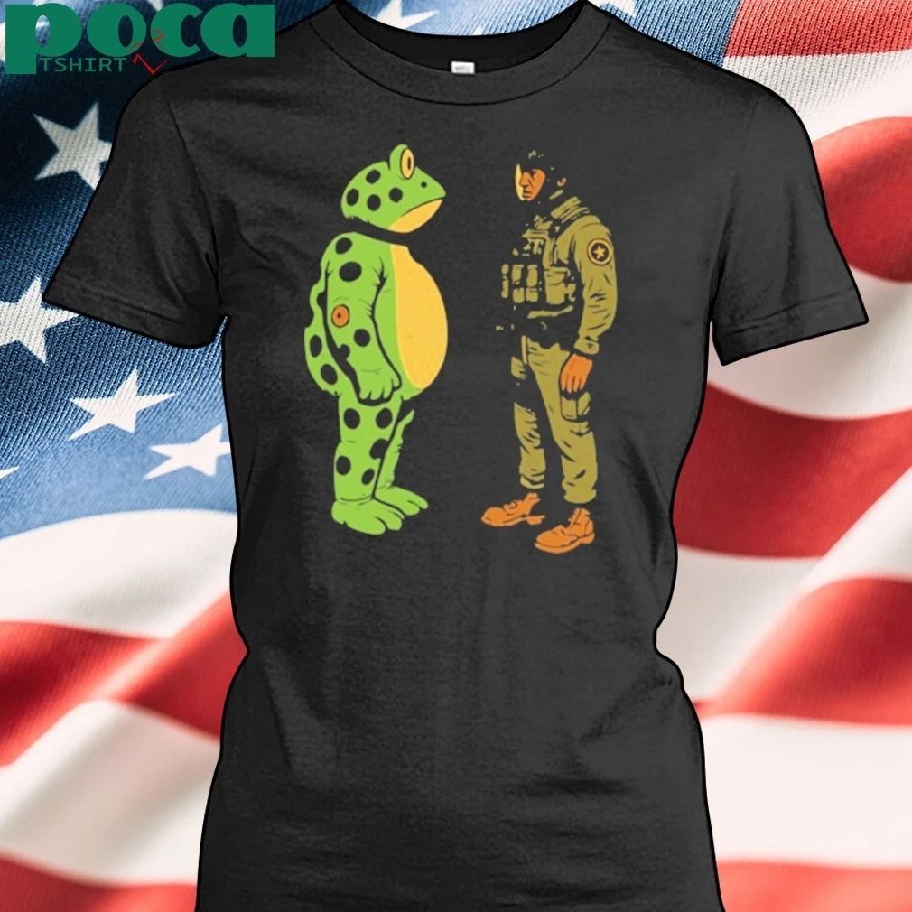 Portland Frog Frogs Against Fascism Frog vs Soldier T-shirt