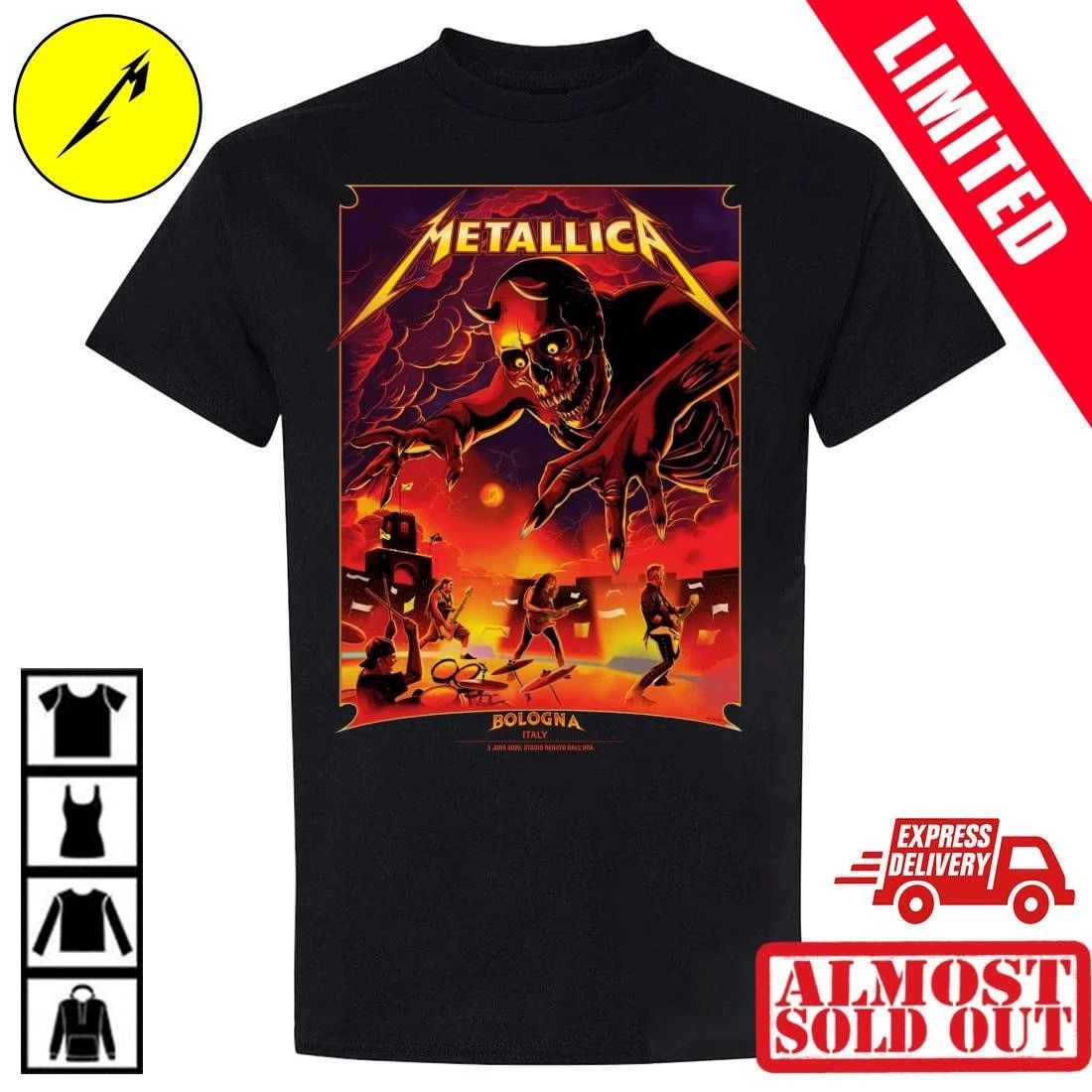 Metallica M72 Bologna 2026 Pop-Up Shop Concert T-Shirt