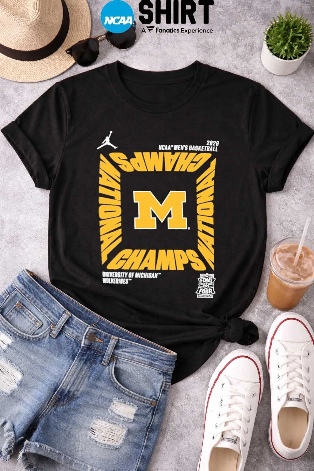 Michigan Wolverines 2026 NCAA Men’s Basketball National Champions Square Celebration T-Shirt