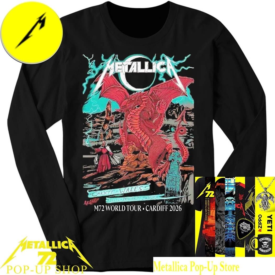 Metallica Cardiff 2026 Pop Up Store Shirt – M72 Tour June 28 Principality Stadium Limited Edition Dragon T-Shirt