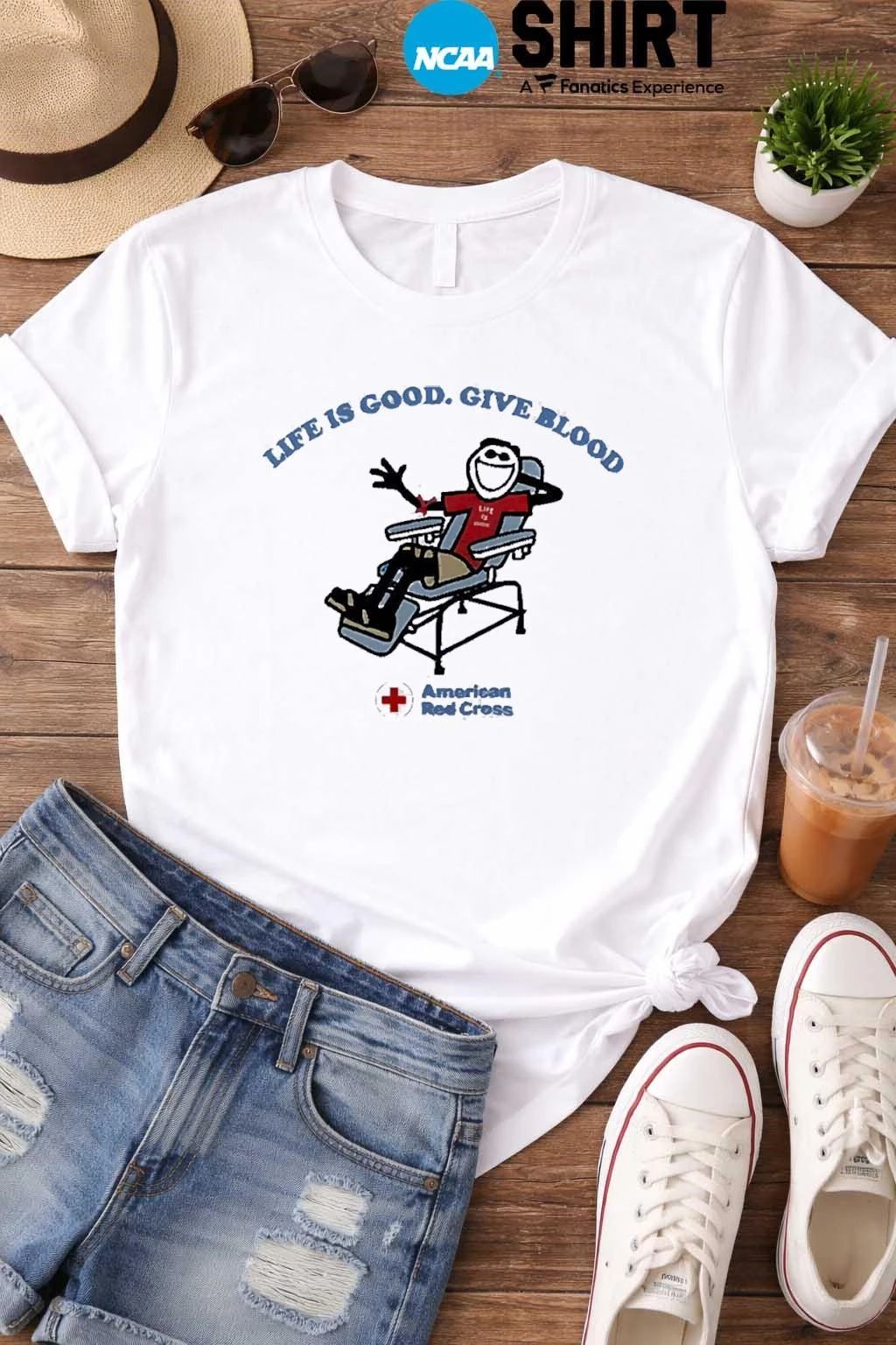 Life Is Good Give Blood American Red Cross shirt
