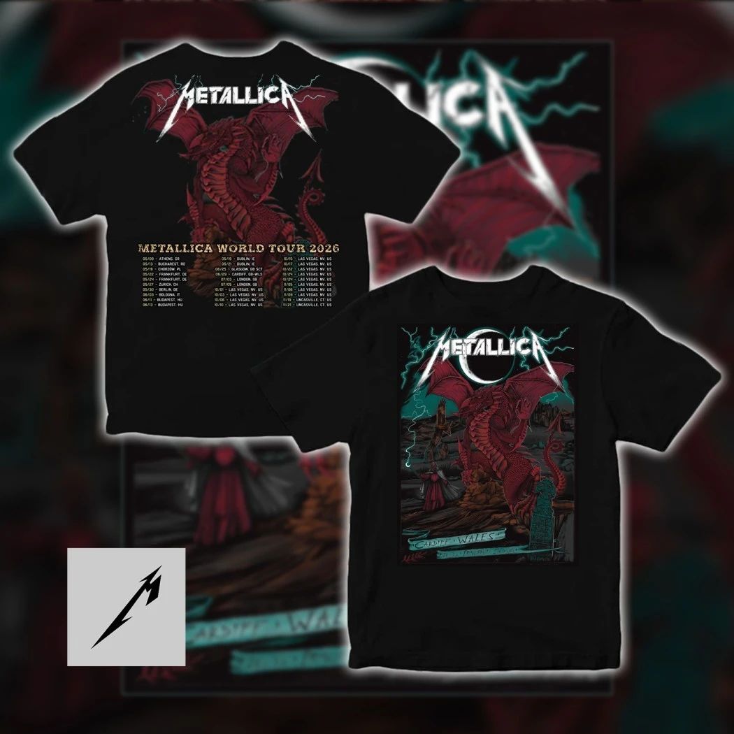 Metallica M72 World Tour 2026 Cardiff Principality Stadium Duchess Of Dark Dragon T-Shirt