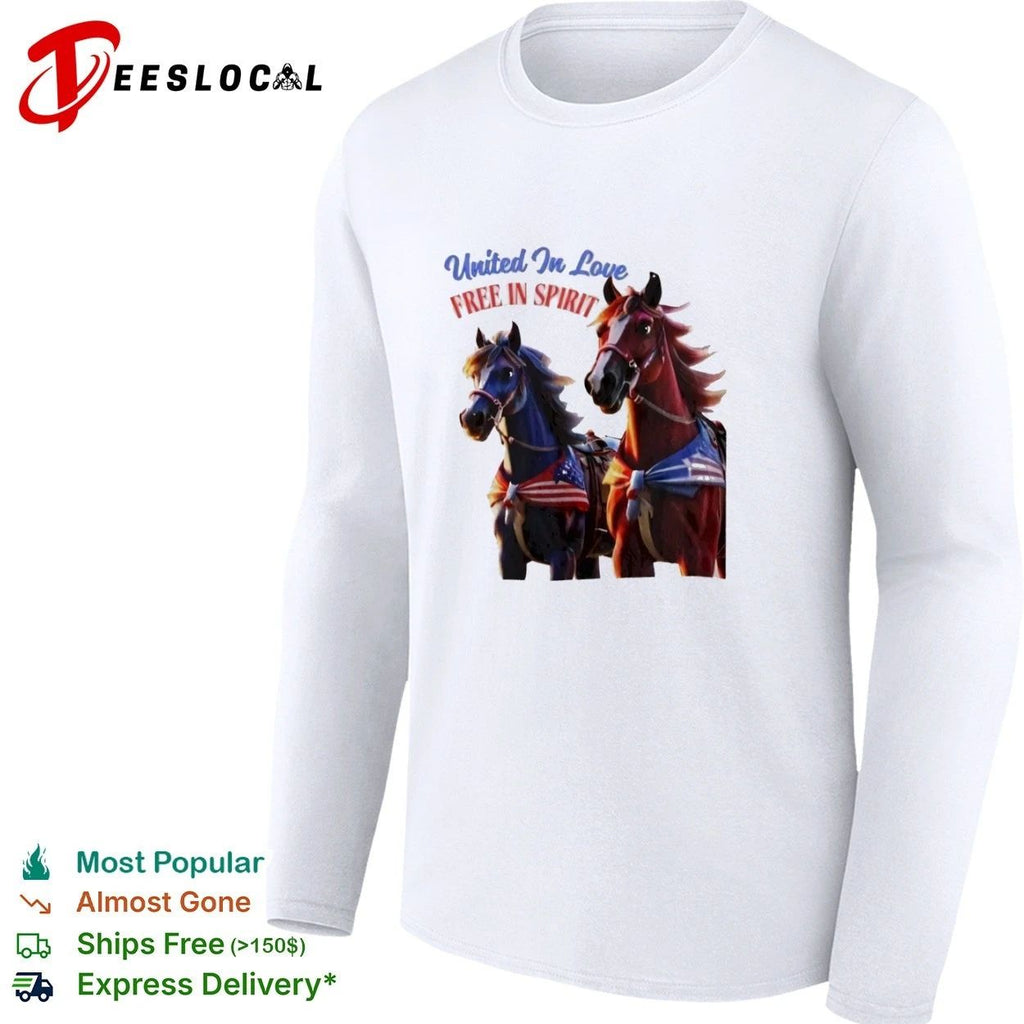 United in Love Free in Spirit Horses patriotic T-shirt