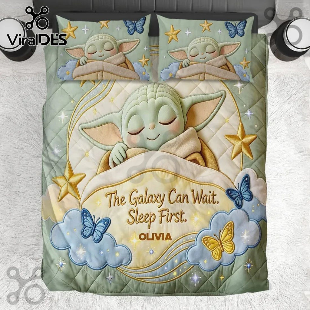 Personalized Grogu Galaxy Bedding Set