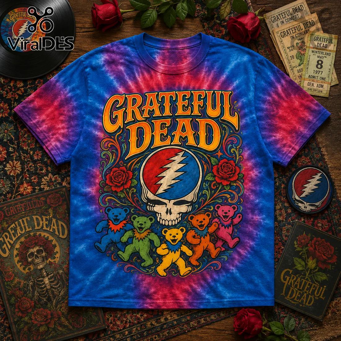 Grateful Dead All Night Long Tie Dye T-Shirt
